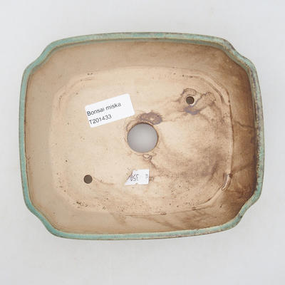 Keramische Bonsai-Schale 17 x 14,5 x 6 cm, Farbe braun-grün - 3