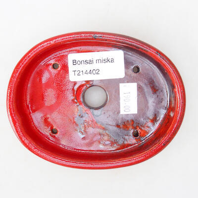 Bonsaischale aus Keramik 11,5 x 9,5 x 2,5 cm, Farbe rot - 3