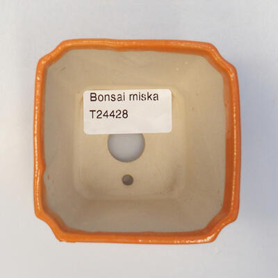 Keramik-Bonsaischale 7 x 7 x 6 cm, Farbe Orange - 3
