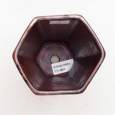 Bonsaischale aus Keramik 9,5 x 8 x 14 cm, Farbe schwarzbraun - 3