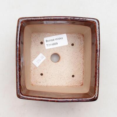 Bonsaischale aus Keramik 11,5 x 11,5 x 8,5 cm, Farbe braun - 3