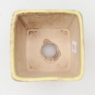 Keramische Bonsai-Schale 6,5 x 6,5 x 5 cm, Farbe braun-gelb - 3