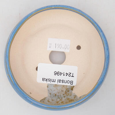 Keramik-Bonsaischale 9,5 x 9,5 x 2,5 cm, Farbe Blau - 3