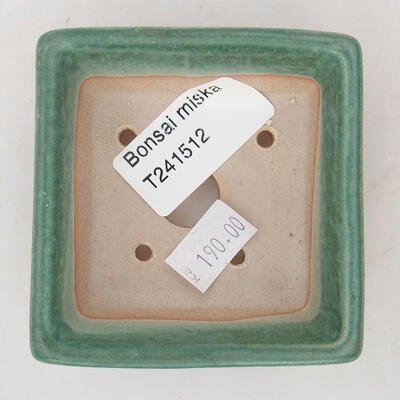 Keramik-Bonsaischale 7 x 7 x 3 cm, Farbe grün - 3