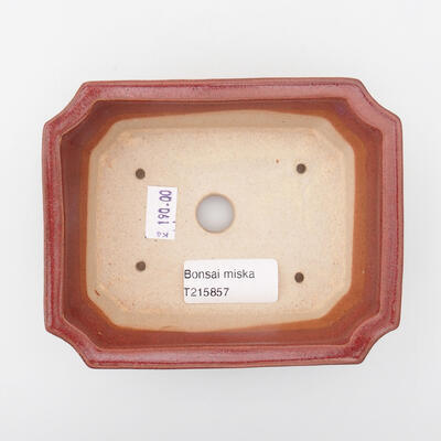 Bonsaischale aus Keramik 12,5 x 10,5 x 4 cm, Farbe rot - 3