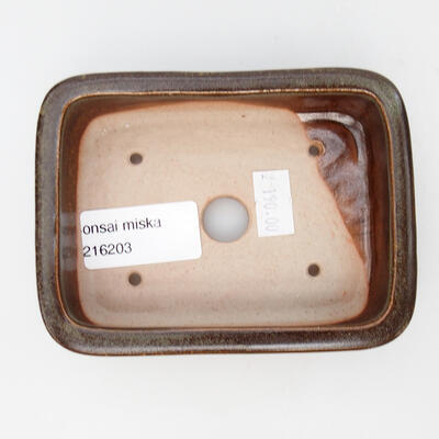 Bonsaischale aus Keramik 11,5 x 8,5 x 3 cm, Farbe braun - 3