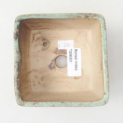 Keramische Bonsai-Schale 10 x 10 x 7 cm, Farbe grün - 3