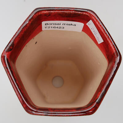 Bonsaischale aus Keramik 9,5 x 9 x 15 cm, Farbe rot - 3