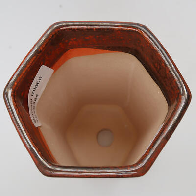 Bonsaischale aus Keramik 9,5 x 9 x 15 cm, Farbe orange - 3
