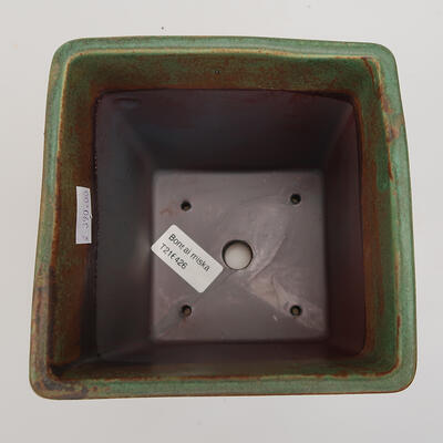Bonsaischale aus Keramik 12,5 x 12,5 x 13 cm, Farbe bräunlich grün - 3