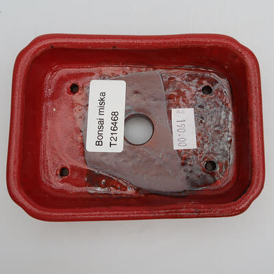 Keramik-Bonsaischale 12 x 9 x 3 cm, Farbe Rot - 3