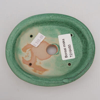 Keramik-Bonsaischale 12,5 x 10,5 x 2 cm, Farbe grün - 3
