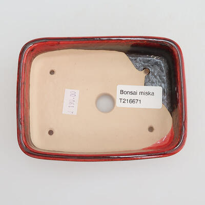 Bonsaischale aus Keramik 12,5 x 9,5 x 3 cm, Farbe rot - 3