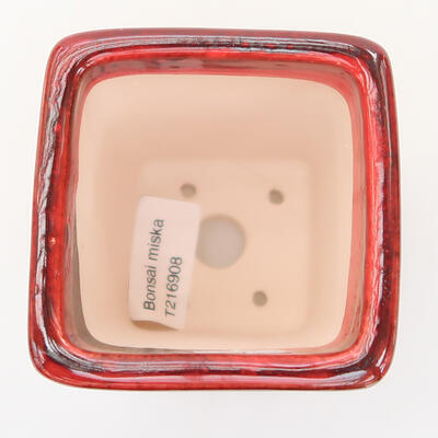 Bonsaischale aus Keramik 7,5 x 7,5 x 10,5 cm, Farbe rot - 3