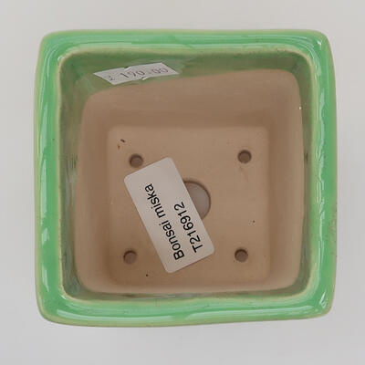 Bonsaischale aus Keramik 7,5 x 7,5 x 9,5 cm, Farbe grün - 3