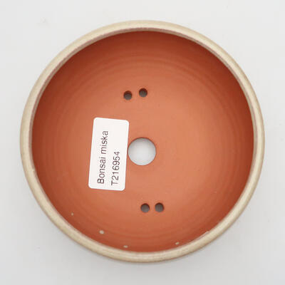 Keramik-Bonsaischale 11 x 11 x 5 cm, Farbe Beige - 3