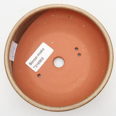 Keramik-Bonsaischale 12 x 12 x 5 cm, Farbe Beige - 3