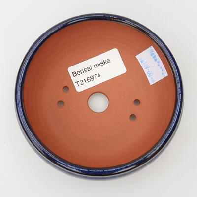 Keramik-Bonsaischale 10 x 10 x 4 cm, Farbe Blau - 3