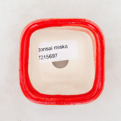 Bonsaischale aus Keramik 6 x 6 x 4,5 cm, Farbe rot - 3