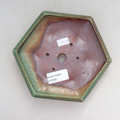 Bonsaischale aus Keramik 16 x 14 x 3,5 cm, Farbe grün - 3