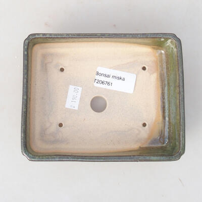 Keramische Bonsai-Schale 14 x 10,5 x 3,5 cm, Farbe grün - 3