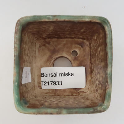 Keramik-Bonsaischale 6,5 x 6,5 x 5 cm, Farbe grün - 3