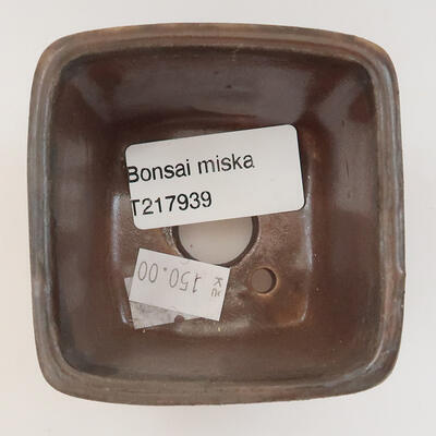 Keramik-Bonsaischale 6,5 x 6,5 x 4 cm, Farbe braun - 3