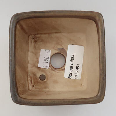 Keramik-Bonsaischale 9 x 9 x 5,5 cm, Farbe braun - 3