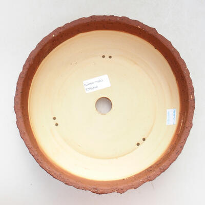 Bonsaischale aus Keramik 23,5 x 23,5 x 7 cm, Farbe grau-orange - 3