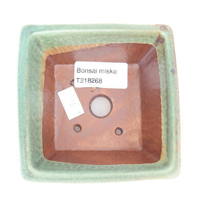 Keramik-Bonsaischale 9,5 x 9,5 x 5,5 cm, Farbe grün - 3
