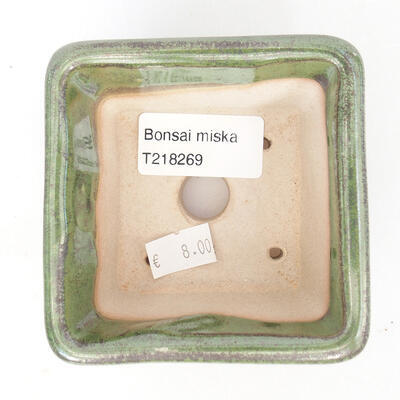 Keramik-Bonsaischale 8 x 8 x 5 cm, Farbe grün - 3
