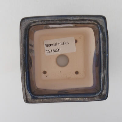 Keramik-Bonsaischale 8 x 8 x 10 cm, Farbe blaugrau - 3
