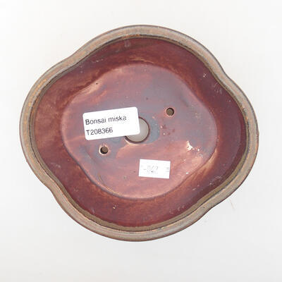 Bonsaischale aus Keramik 14 x 13 x 5 cm, Farbe braun - 3