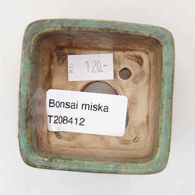 Bonsaischale aus Keramik 6 x 6 x 4 cm, Farbe grün-braun - 3