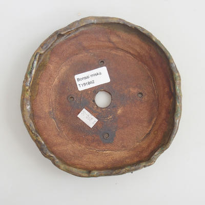 Keramik-Bonsaischale 16,5 x 16,5 x 4,5 cm, braun-grüne Farbe - 3