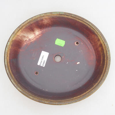 Bonsaischale aus Keramik 24 x 21,5 x 5,5 cm, Farbe braun-grün - 3