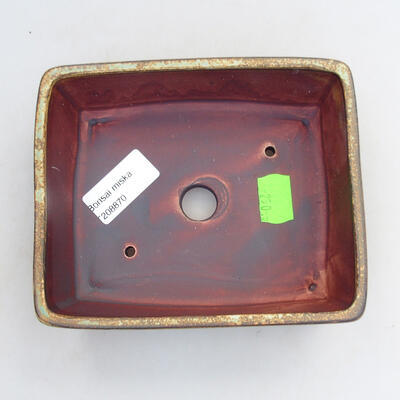 Bonsaischale aus Keramik 14,5 x 12 x 5 cm, Farbe braun-grün - 3