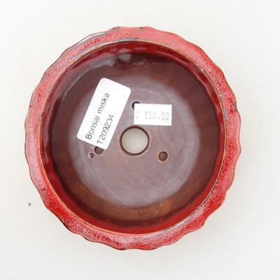 Bonsaischale aus Keramik 10,5 x 10,5 x 4,5 cm, Farbe rot - 3