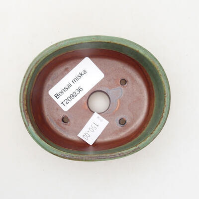 Keramik-Bonsaischale 9 x 7,5 x 3,5 cm, Farbe grün-braun - 3