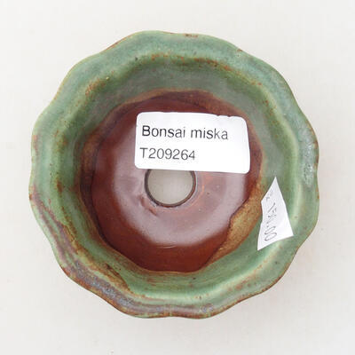 Bonsaischale aus Keramik 8 x 8 x 4,5 cm, Farbe grün - 3