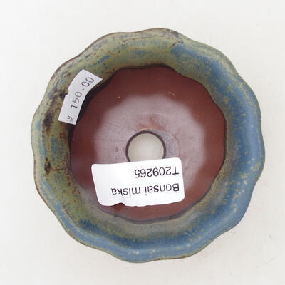 Bonsaischale aus Keramik 8 x 8 x 4,5 cm, Farbe braun-blau - 3