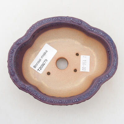 Bonsaischale aus Keramik 12,5 x 9,5 x 4,5 cm, Farbe lila - 3