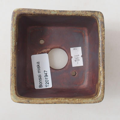 Keramik Bonsai Schüssel 8 x 8 x 6 cm, Farbe braun - 3
