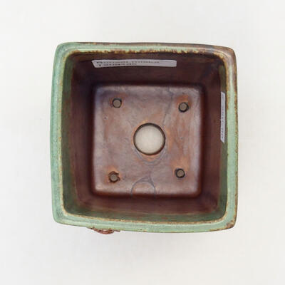 Bonsaischale aus Keramik 7,5 x 7,5 x 10 cm, Farbe grün-braun - 3