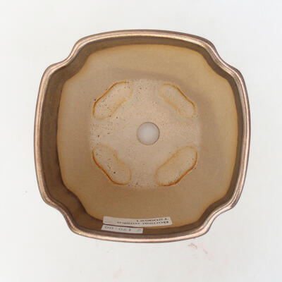 Bonsaischale aus Keramik 10,5 x 10,5 x 12 cm, goldfarben - 3