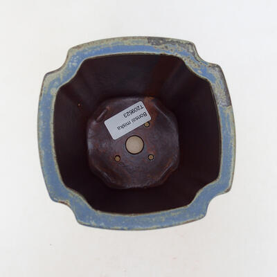 Bonsaischale aus Keramik 10,5 x 10,5 x 16 cm, Farbe blau-braun - 3