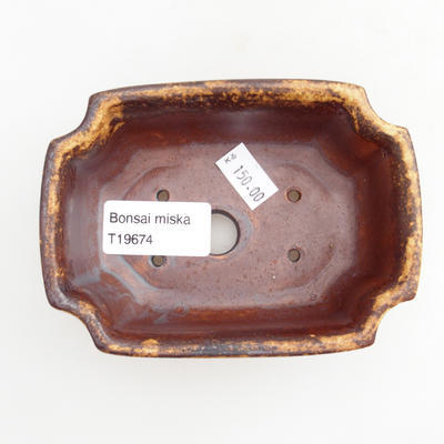 Keramik Bonsai Schüssel 12 x 8,5 x 4 cm, braun-gelbe Farbe - 3