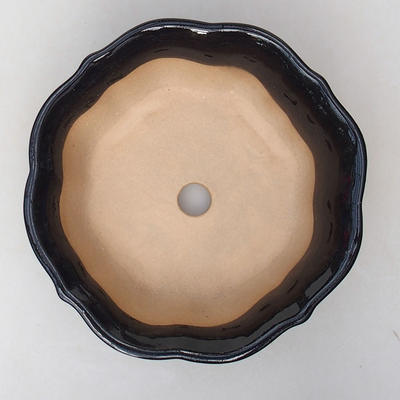Bonsaischale aus Keramik H 06 - 14,5 x 14,5 x 4,5 cm, schwarz glänzend - 3