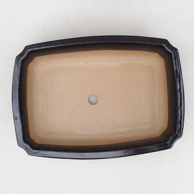 Bonsaischale aus Keramik H 07 - 30 x 21,5 x 8,5 cm, schwarz glänzend - 30 x 21,5 x 8,5 cm  - 3
