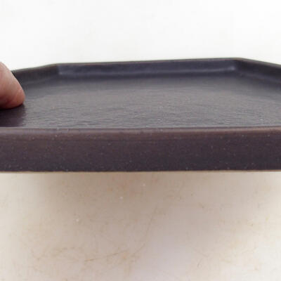Bonsai-Untertasse aus Keramik H 53 - 18 x 15,5 x 1,5,5 cm, schwarz matt - 3